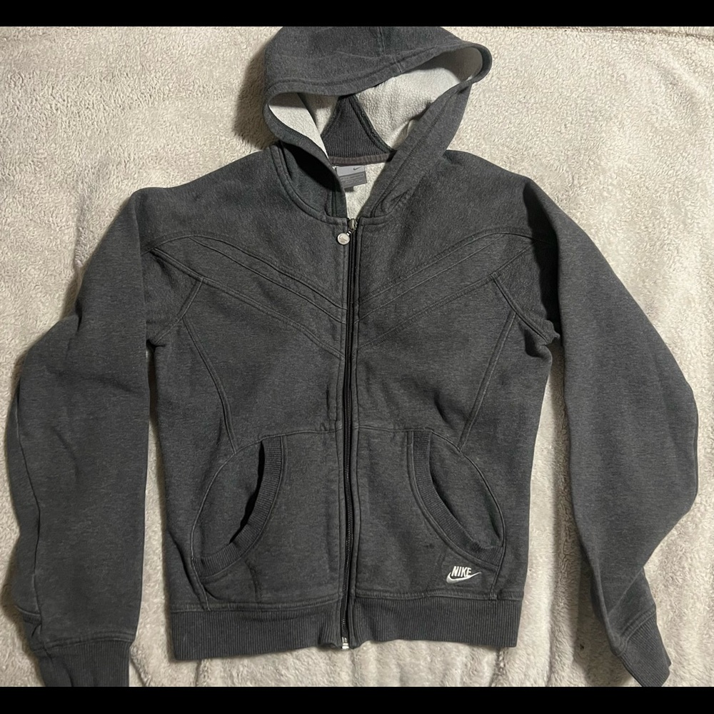Nike Boys Fleece Lined Hoodie Gray Sz M (8-10)